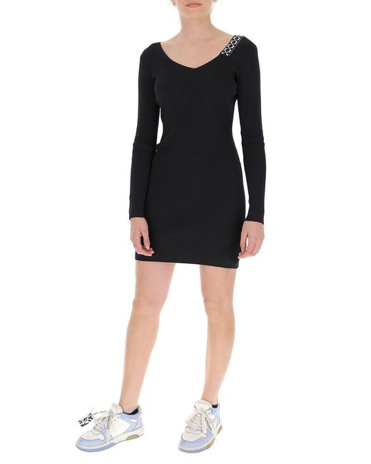 Off-White c/o Virgil Abloh Black Arrow Tape Detail Mini Dress