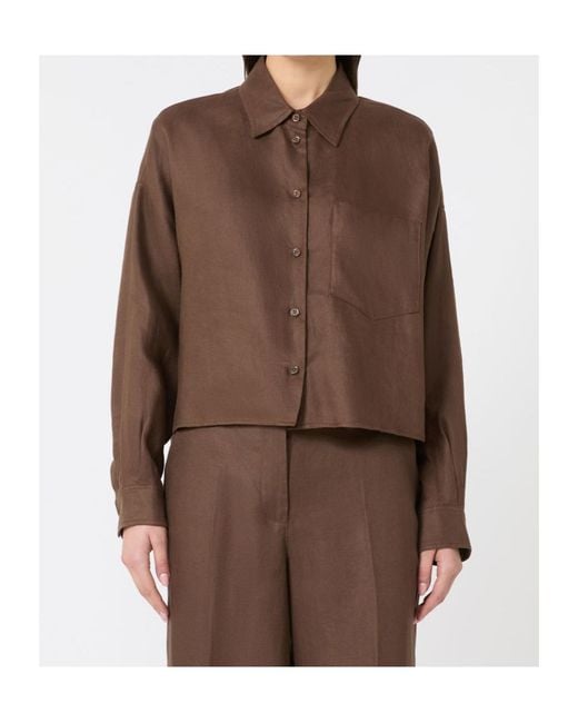 Weekend by Maxmara Brown Wkdcapo Cropped Boxy Shirt