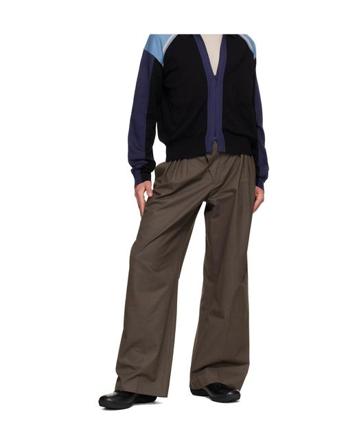 Kiko Kostadinov Brown Fold-Over Waist Casual Trousers for men