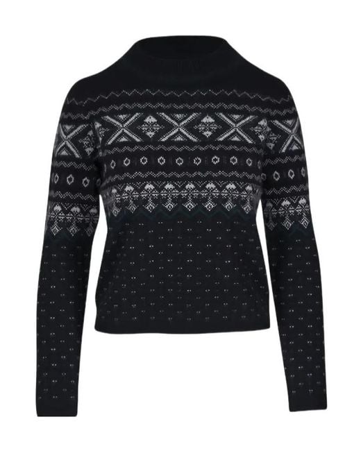 Vince Black Patterned Crew-Neck Sweater