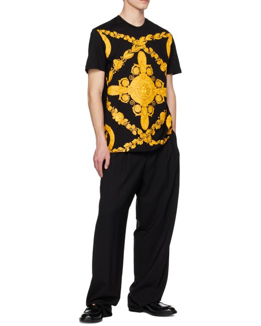 Versace Black Baroque Printed Crewneck T-Shirt for men