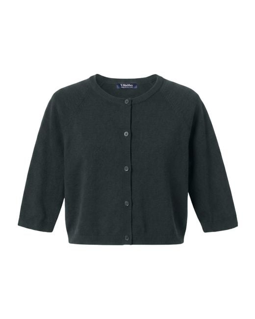 Max Mara Blue Crew Neck Short-Sleeved Knit Sweater