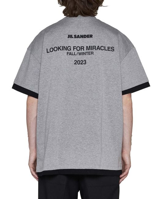 Jil Sander Gray Round-Necked T-Shirt for men