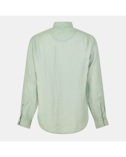 Polo Ralph Lauren Blue Custom Fit Mallet-Print Linen Shirt for men
