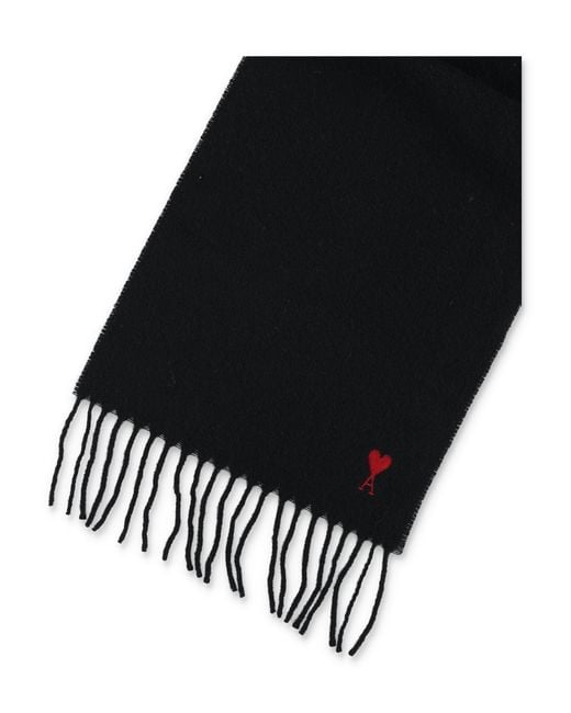 AMI Black Rectangular Scarf for men