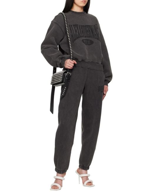Alexander Wang Black T By Logo Printed Drop Shoulder Sweatshirt
