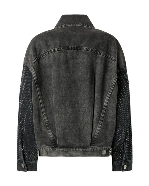 Pinko Black Mini Stud Embellished Denim Trucker Jacket