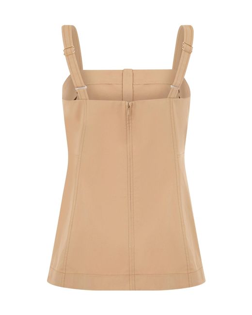 Veronica Beard Natural Fitted Button-Front Top