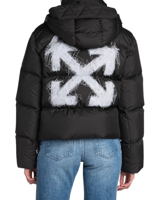 Off-White c/o Virgil Abloh Black Scribbled Arrows Hooded Down Jacket