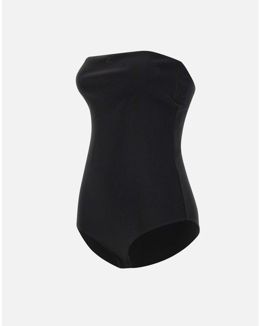 Courreges Black Off-The-Shoulder Bodysuit