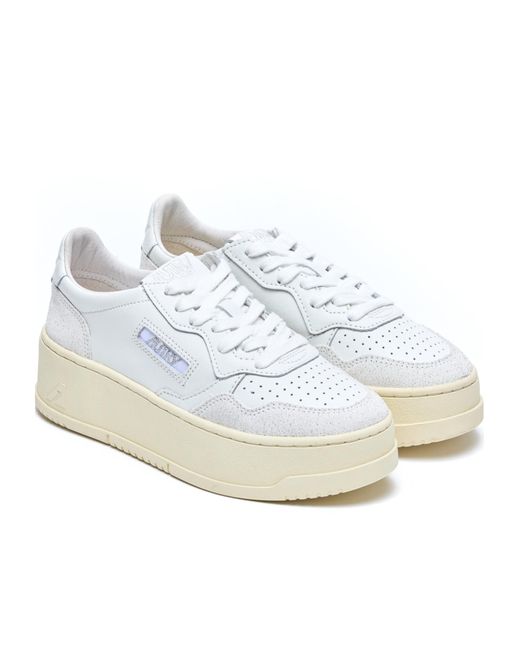 Autry White Medialist Platform Lace-Up Sneakers