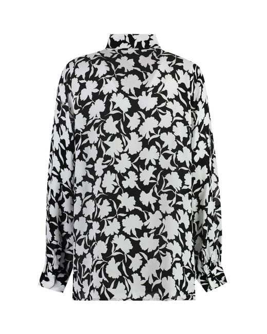 MICHAEL Michael Kors Black Allover Floral Printed Long-Sleeved Shirt