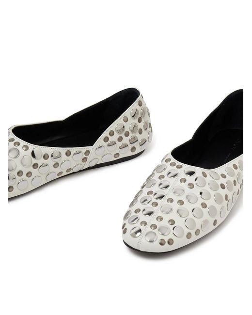 Khaite White Stud-Embellished Jane Ballerinas