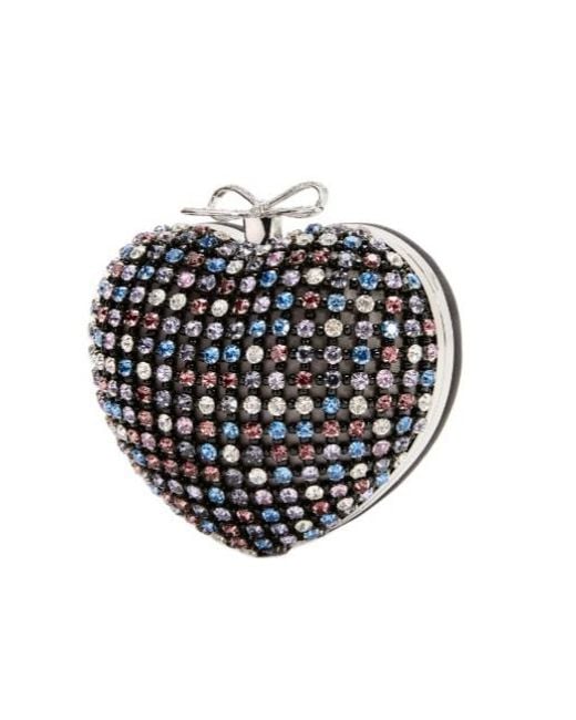 Self-Portrait Multicolor Embellished Heart Clutch Bag
