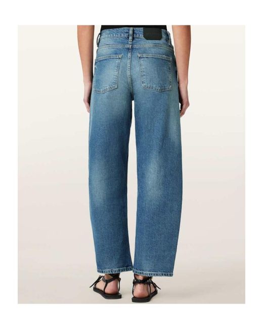 AllSaints Blue Sadie Barrel Leg Denim Jeans