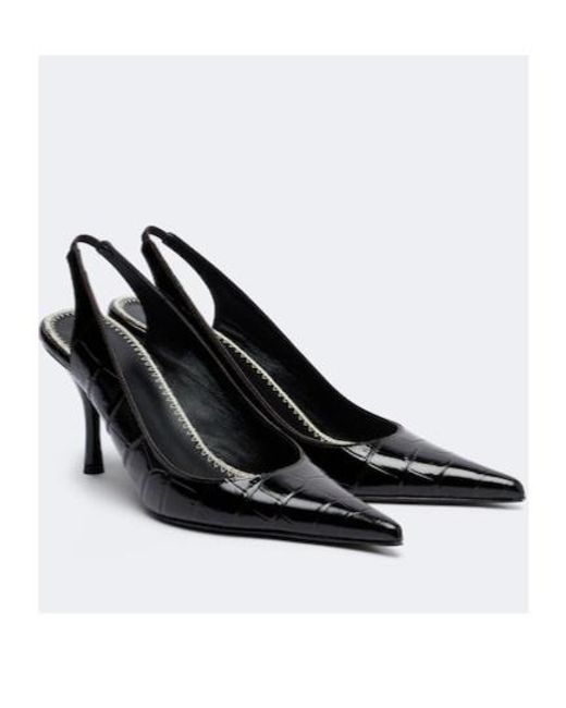Magda Butrym Black Croc-Effect Leather Slingbacks