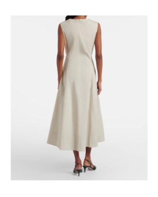Oscar de la Renta Metallic Porcelain Cotton-Blend Poplin Midi Dress