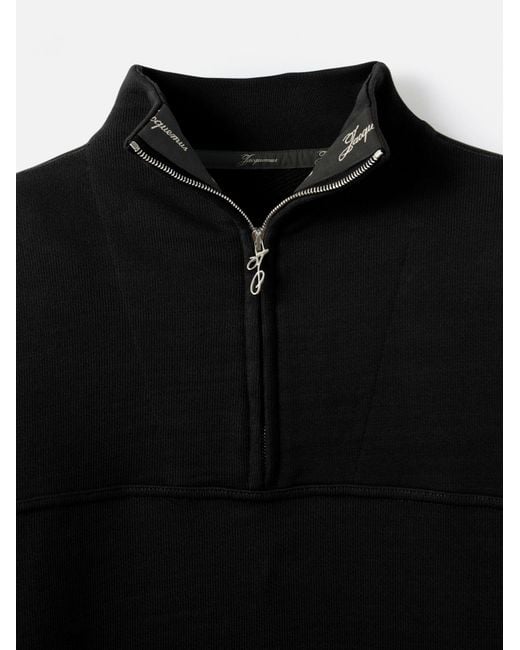 Jacquemus Black Rond Carre Half Zip Sweatshirt for men