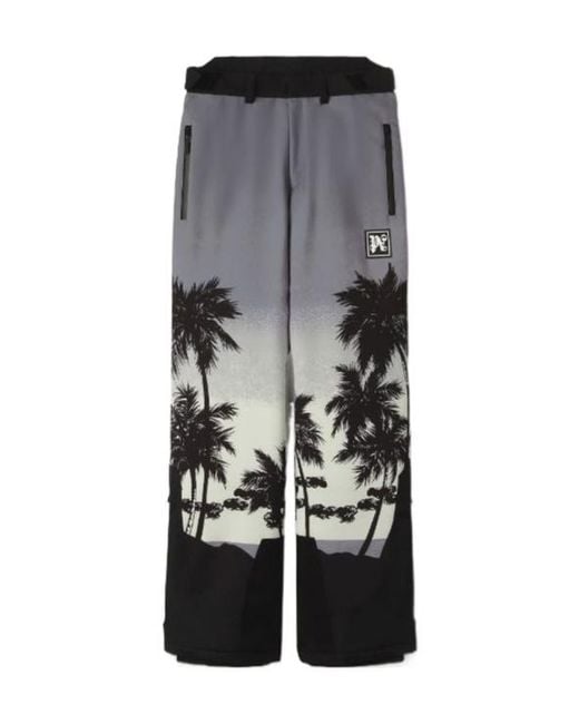 Palm Angels Gray Palm Printed Straight Leg Padded Ski Bottoms for men