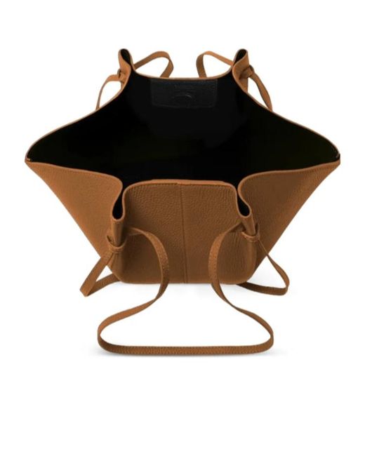 Yuzefi Brown Medium Mochi Grained Leather Tote Bag