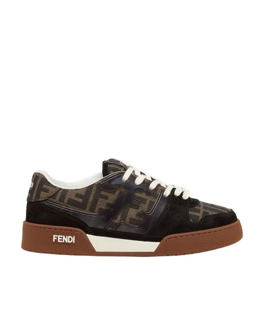 Fendi Black Match Ff Jacquard Low-Top Sneakers