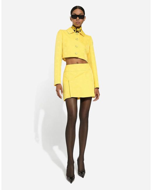 Dolce & Gabbana Yellow Dg Logo Quilted Jacquard Jacket
