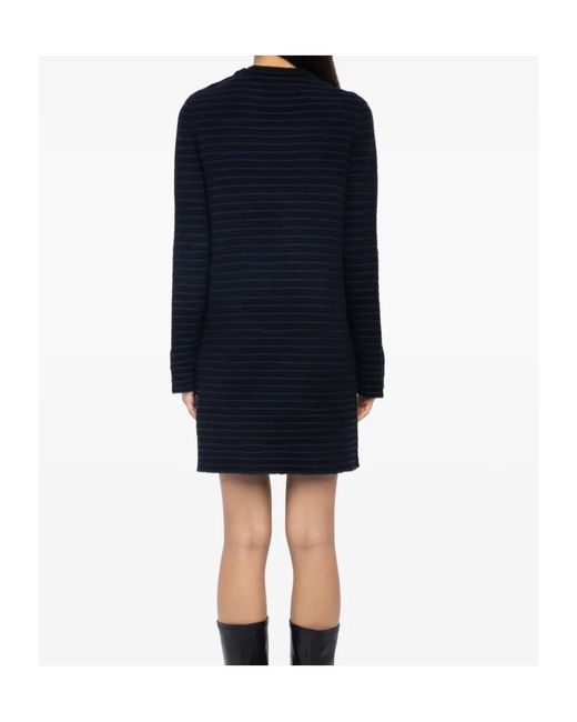 Zadig & Voltaire Blue Striped Button-Detailed Mini Dress