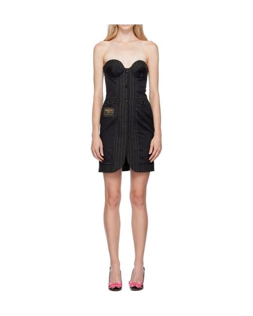 Moschino Black Striped Sleeveless Dress