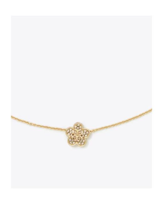 Tory Burch White Forget Me Not Pendant Necklace