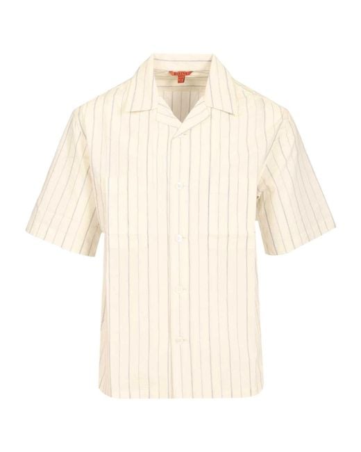 Barena White Solana Striped Short-Sleeve Shirt for men