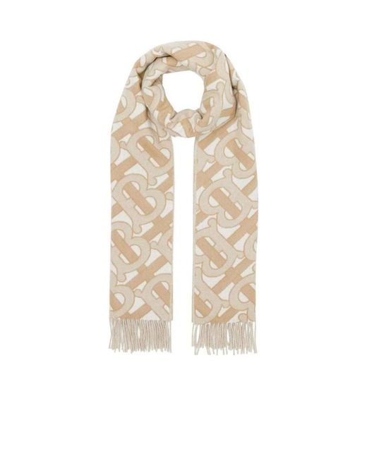 Burberry White Tb Monogram Cashmere Scarf for men