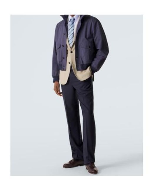 Dunhill Blue Cotton-Blend Twill Bomber Jacket for men