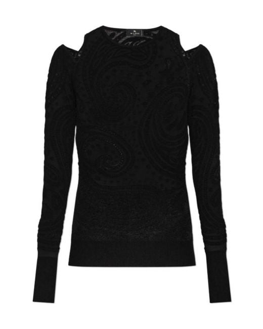 Etro Black Crew-Neck Knit Top