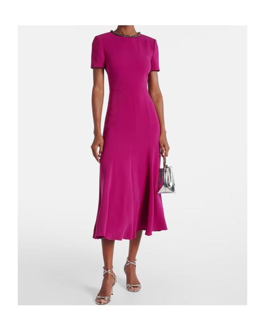 Roland Mouret Purple Embellished Cady Midi Dress