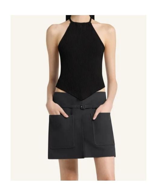 Courreges Black Courrèges Pointy Rib Knit Top