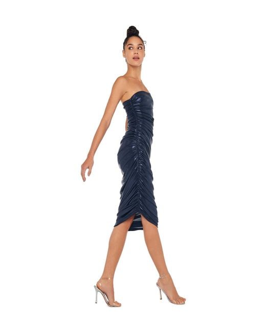 Norma Kamali Blue Diana Strapless Midi Dress