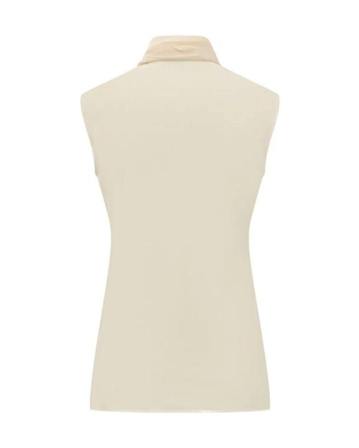 Alberta Ferretti Natural Tied-Neck Sleeveless Top