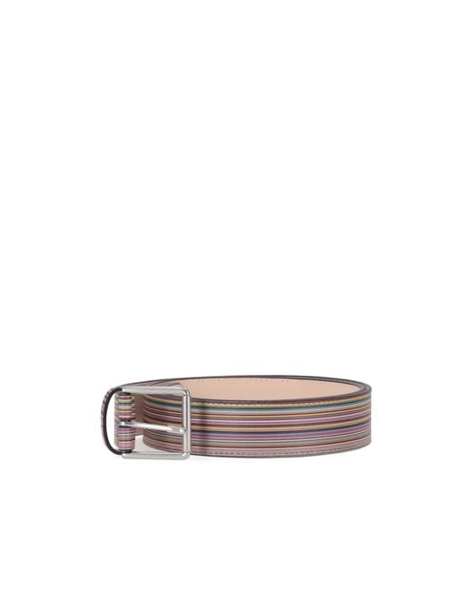 Paul Smith White Signature Stripe Buckle Belt for men