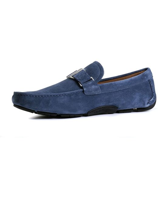 Ferragamo Blue Metal Buckle Business Casual Shoes for men