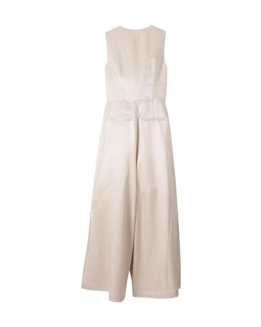 Peserico Natural Flared V-Neck Jumpsuit