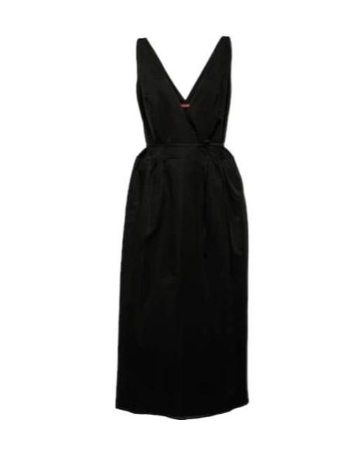 Altuzarra Black Anouk V-Neck Cotton-Blend Midi Dress