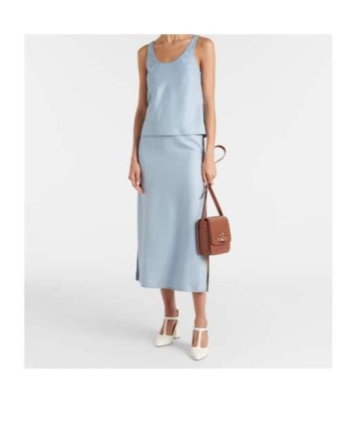 Gabriela Hearst Blue Defina Silk And Wool Midi Skirt