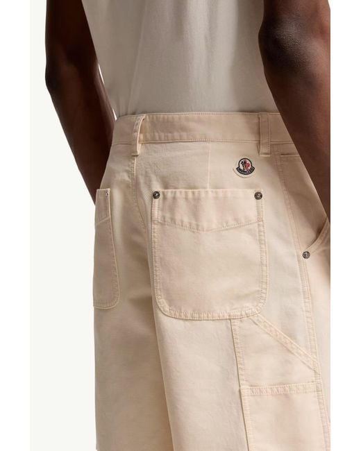 Moncler Natural Linen Cotton Gabardine Cargo Shorts for men