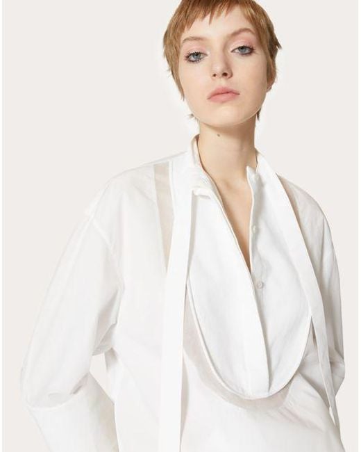 Valentino White Scarf Detailed Long-Sleeved Blouse
