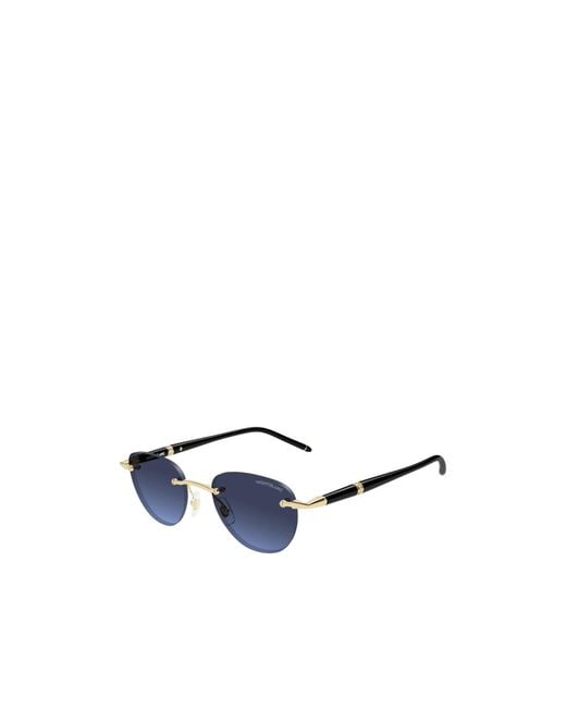 Montblanc Blue Eyewear Panthos Frame Sunglasses for men