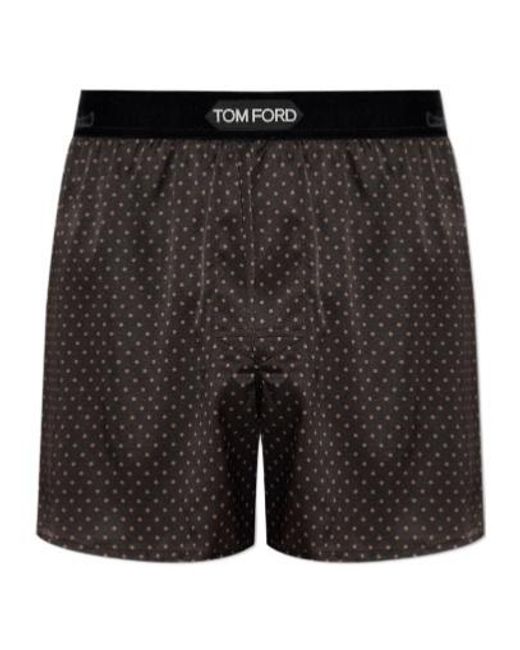 Tom Ford Black Polka-Dot Pattern Silk Boxers for men