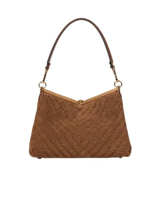 Etro Brown Medium Woven Vela Bag