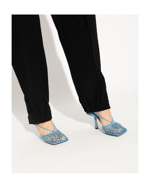 Bottega Veneta Blue Sparkle Stretch Sandals