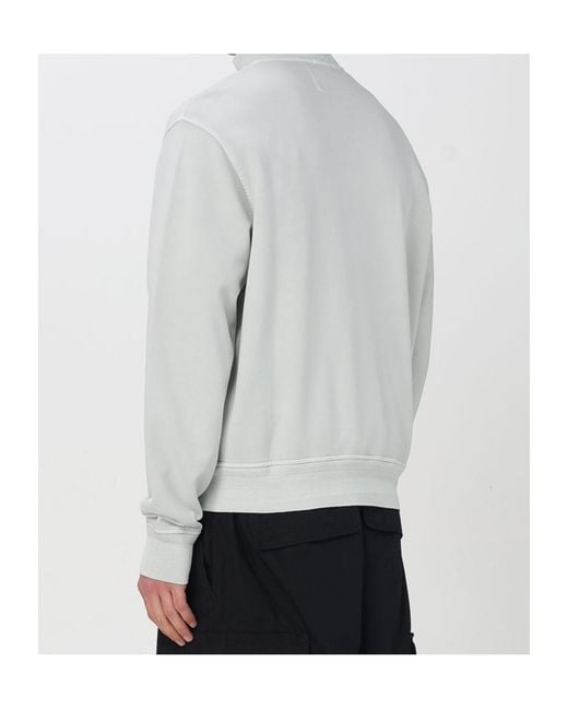 C P Company Gray High Neck Diagonal Fleece Sweatshirt for men