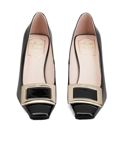 Roger Vivier Black Logo Engraved Block Heel Pumps